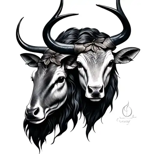 Gemini And taurus tattoo design idea