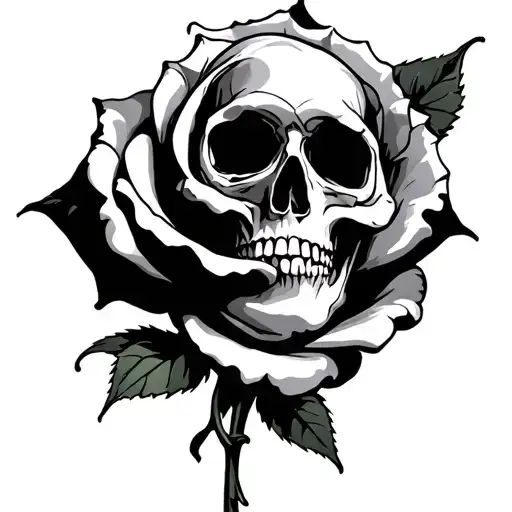 rose with a skull inside it,gothic  tattoo design idea