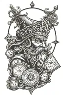 king Neptune, 757 area code, holy cross, eyeball with tear, dice and cards tattoo design idea