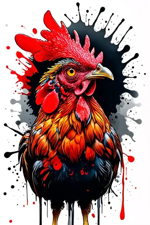 crazy chicken tattoo design idea