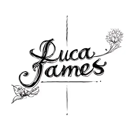 "Luca James" name written tattoo design idea