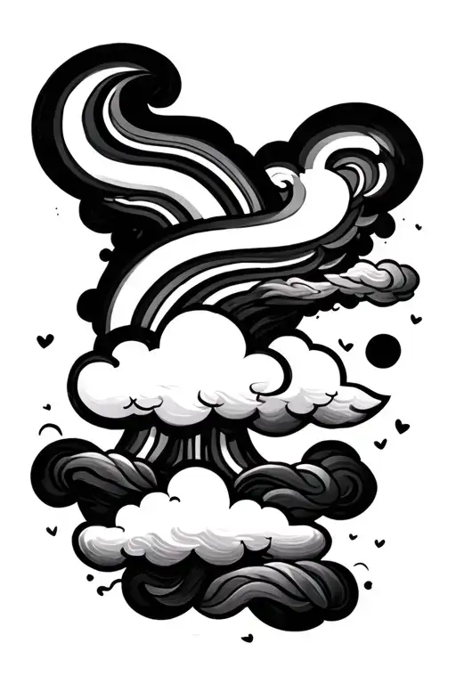 cloud and rainbow tattoo design idea