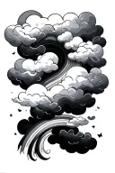 cloud and rainbow tattoo design idea