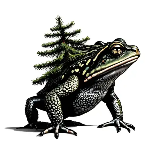 horned toad carrying pine trees tattoo design idea