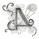 Cursive f with empty heart tattoo design idea