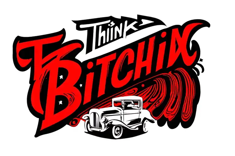 "Think Bitchin" hot rod pinstriping patterns tattoo design idea