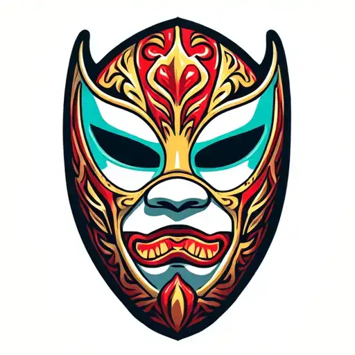 luchador mask in American traditional tattoo design idea