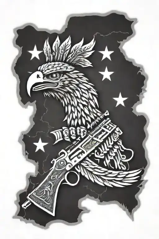 ak 47 skull eagle Punjab map outline tattoo design idea
