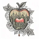 apple and nyc skyline tattoo design idea