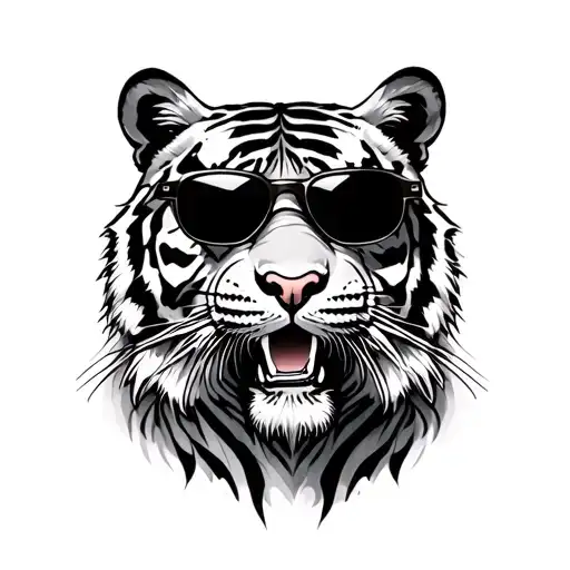 Tiger with sunglasses gangster tattoo design idea