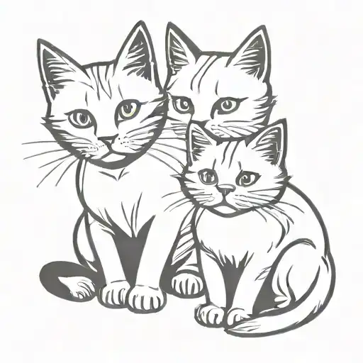 cute cats tattoo design idea