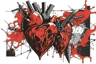 realistic heart with a dagger in it wrapped in barbed wire tattoo design idea