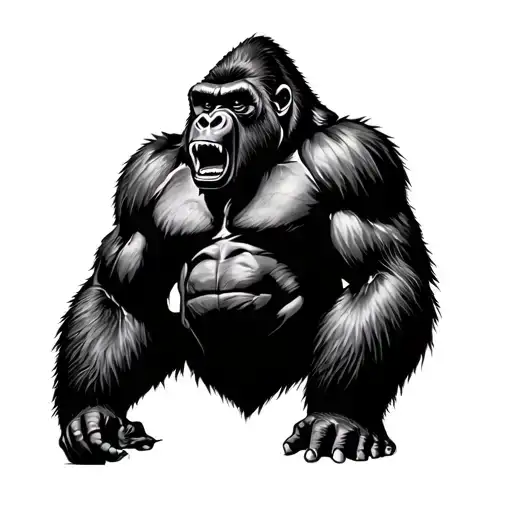 gorilla roaring fiercely tattoo design idea