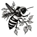 bee on a vine with hummingbird tattoo design idea