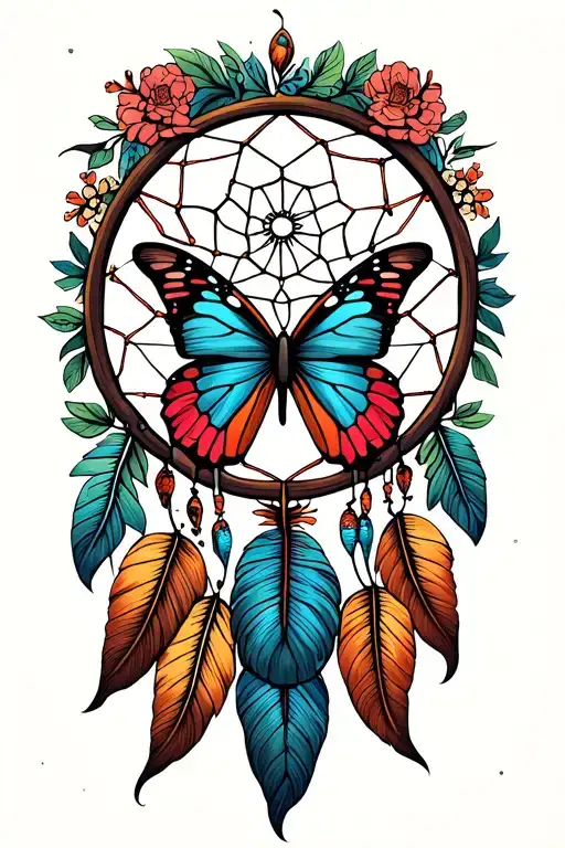 Dream catcher with semi colon butterfly tattoo tattoo design idea