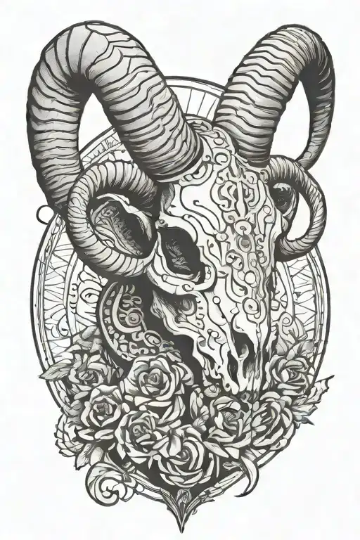 ram skull tattoo design idea