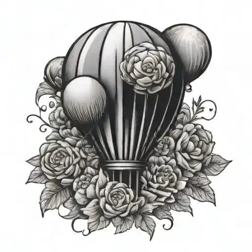 balloon with some flowers tattoo design idea
