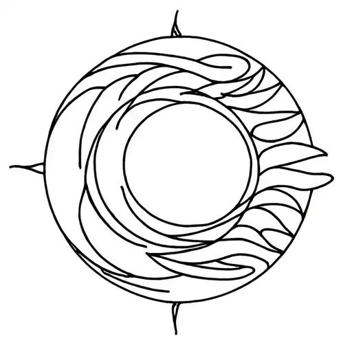 Tangled sun moon tattoo design idea
