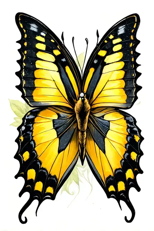 yellow butterfly 444 virgo tattoo design idea
