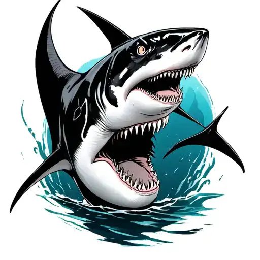 manta ray and hammer head shark tattoo design idea