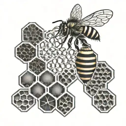 beehive honey comb tattoo design idea