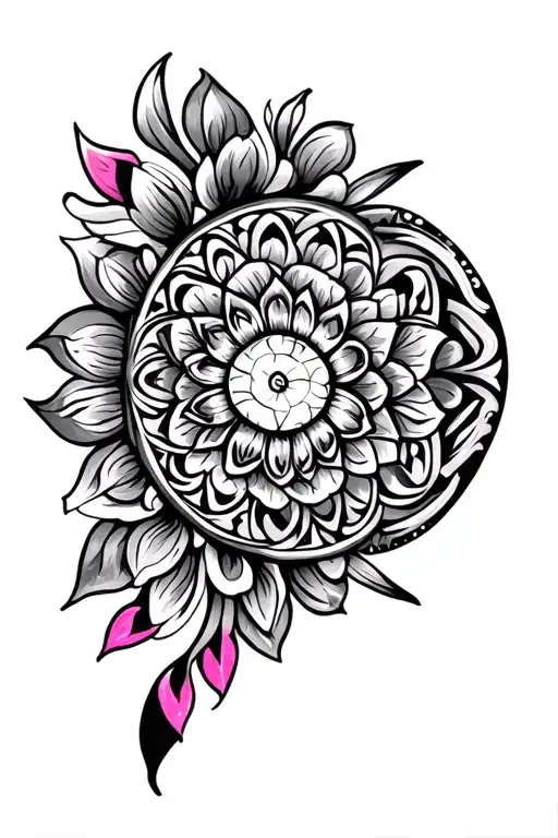 japanese art, mandala, maori and pink floyd tattoo design idea