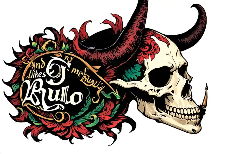"And my ass likes Rulo" Scary demon skull tattoo design idea