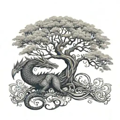 tree of life w toothless dragon tattoo design idea