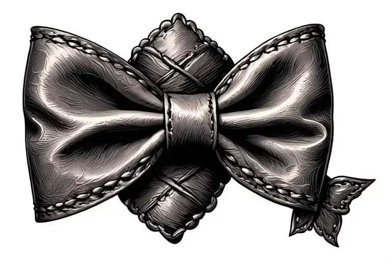 tooled leather country  girly bow tie tattoo design idea
