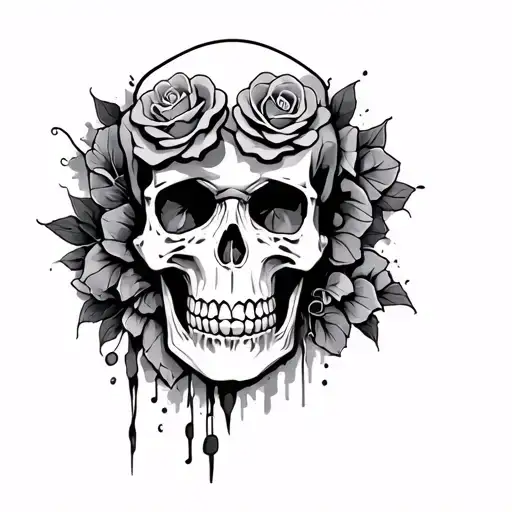 music skull life and death tattoo design idea
