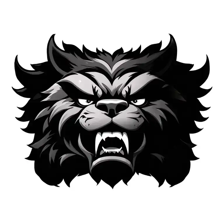 create a foo dog face that is angry tattoo design idea