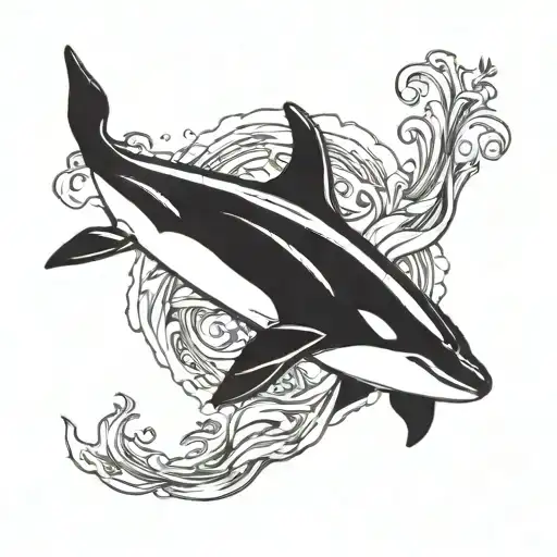 Orca fighting tattoo design idea