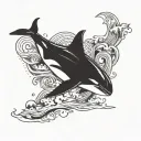 Orca fighting tattoo design idea