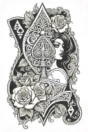 Ace of spades with roses and woman tattoo design idea