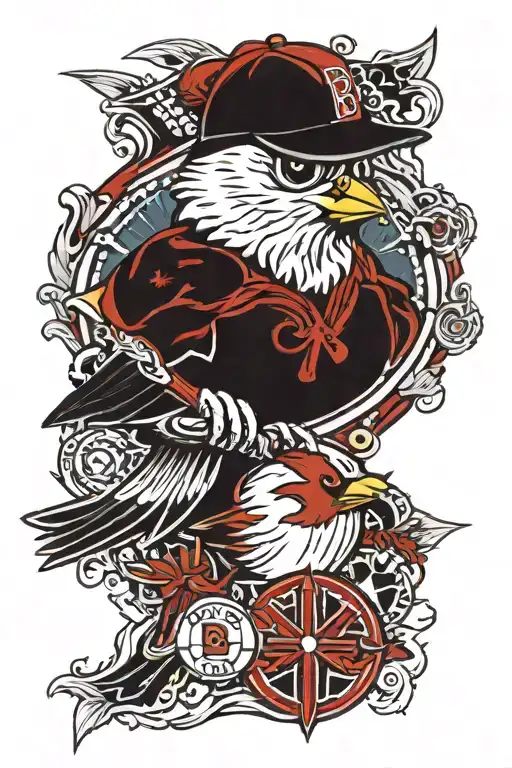 boston red sox, birds, chrome hearts  tattoo design idea