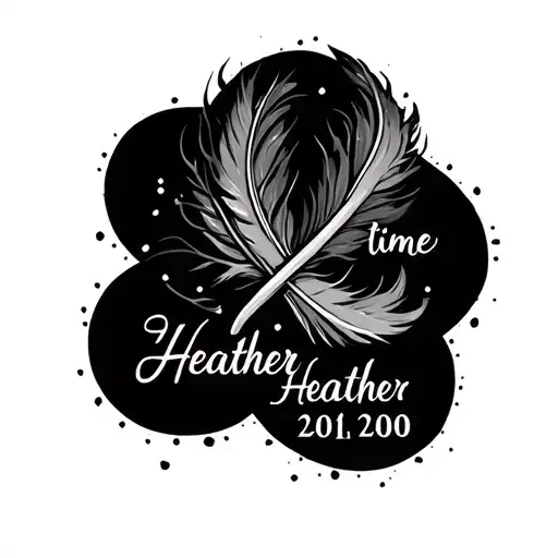 Feather, first name date and time of heather, infinity symbol tattoo design idea