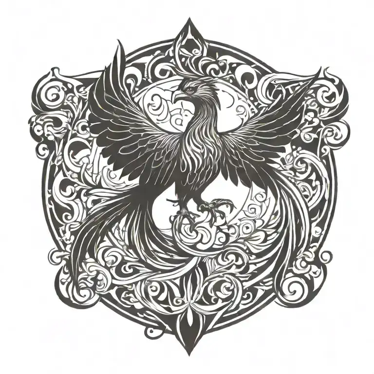 Phoenix rising from flames tattoo design idea