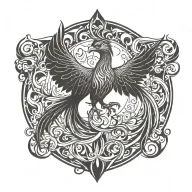 Phoenix rising from flames tattoo design idea