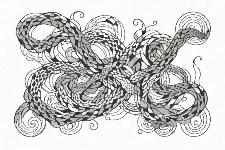 smoke snake abstrak tattoo design idea