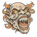 screaming face while pulling mask off  tattoo design idea