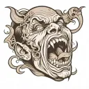 screaming face while pulling mask off  tattoo design idea