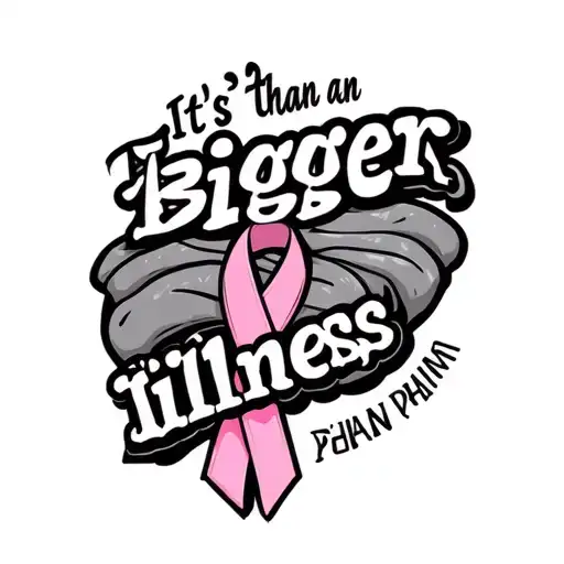 create a tattoo design that says, "It's bigger than an  Illness" with the suicide and breast cancer awareness ribbions tattoo design idea