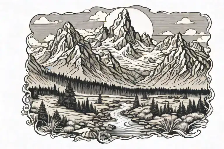Teton mountains tattoo design idea