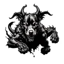 demon dog evil cold running through its vains tattoo design idea