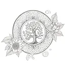 Celtic tree of life, mandala pattern, yin yang, lotus flower tattoo design idea