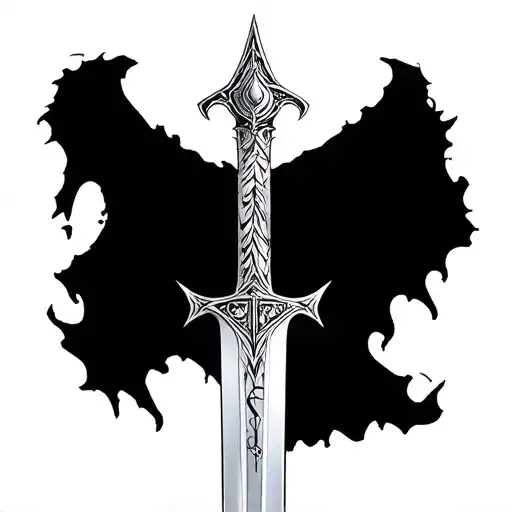 Elven sword with runes engraved on his blade tattoo design idea