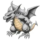 realistic pikachu riding charizard tattoo design idea