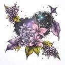 constellation and lilac tattoo design idea