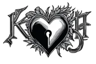 "Kevin" heart and lock tattoo design idea