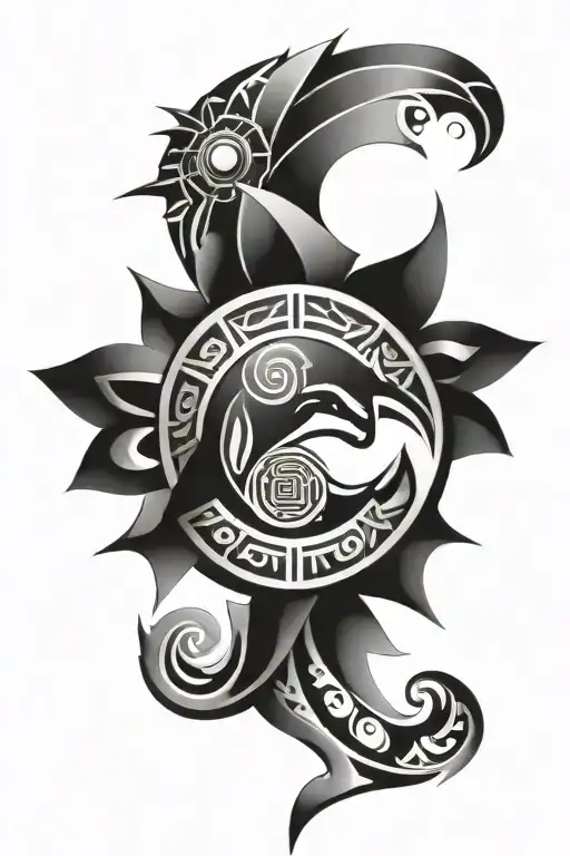 Aztec tribal patterns sleeve tattoo design idea